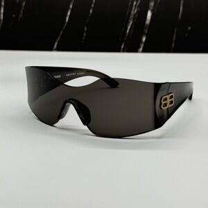 NEW BB0292S 001 BALENCIAGA SHIELD SUNGLASSES BLACK UNISEX EYEWEAR